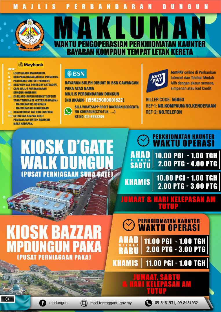 WAKTU PENGOPERASIAN PERKHIDMATAN KAUNTER BAYARAN TLK MPD Image